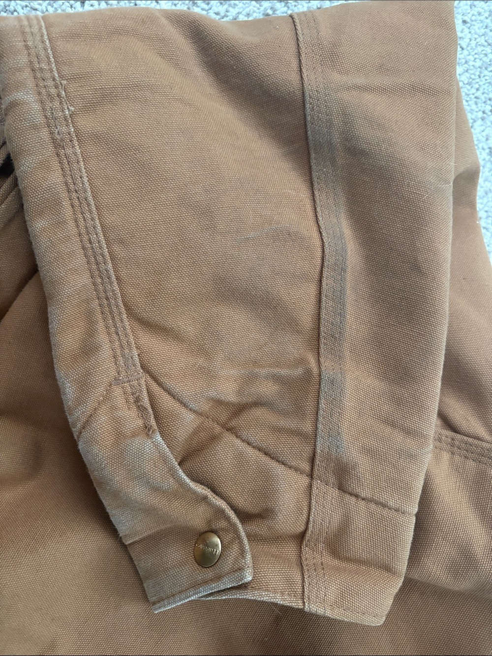 Vintage 90’s Carhartt Detroit Brown Duck Canvas Field Jacket Vertical Blanket - Picture 9 of 10